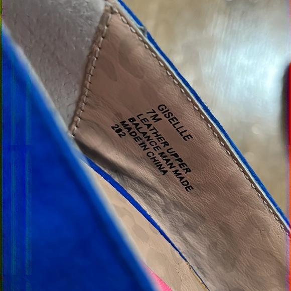 Betsey Johnson Giselle Blue Suede Heels with Hot Pink Sole - Picture 7 of 7